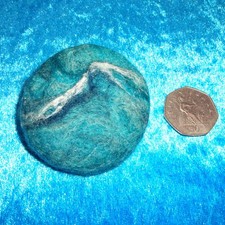Unusual Handmade Large Blue Ocean Wet Needle Felted Wool Fabric Art Pin Brooch