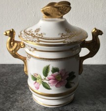 SPODE STAFFORD FLOWERS Camellia & Thunberia BUTTERFLY GRIFFIN LIDDED handled CUP