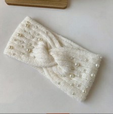 New Knitted Pearl Headband Head Wrap Ear Hair Band Winter Crochet Turban Women