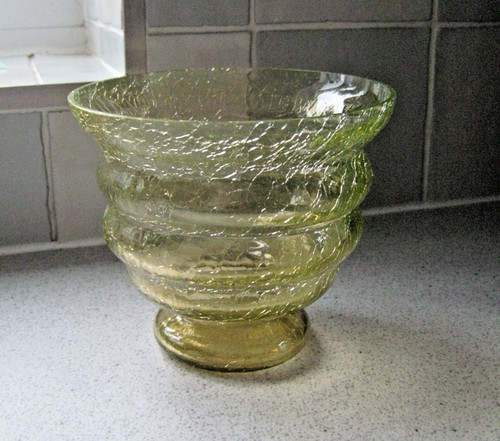 Greenish yellow crackle glass - yellow,