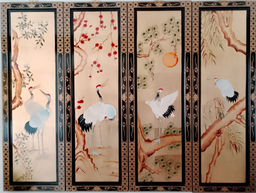 Asian panel wood decorative - asian, 4-panel