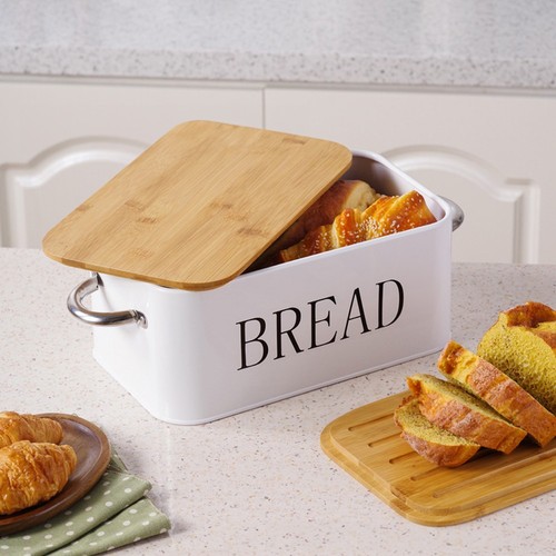 Bread bin bamboo lid - lid, kitchen