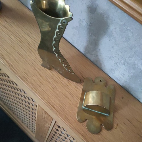 Trench art brass - boot, and