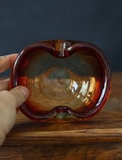 Vintage Amber Red Glass Bowl /