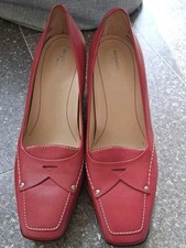 Easy Spirit Womens Red Beautiful Leather Kitten Heel Shoes Size UK 6