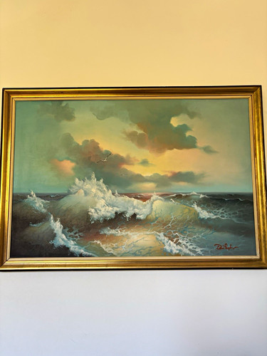 Framed signed realism seascape - framed,