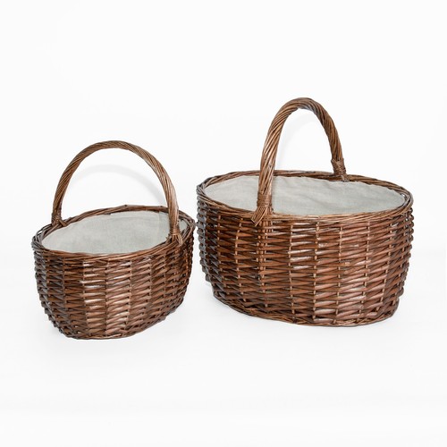 Brown oval wicker - brown,