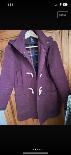 Ladies burgundy duffle - duffle, coat