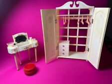 Louis Marx wardrobe dressing table stool bedroom furniture fit 12" Sindy doll