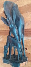 African Carved Giraffe & Baby, Wood Figurine,32cm Tall