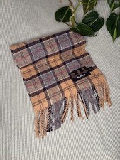 Barbour 100% Lambswool Vintage Scarf Mens Women’s Unisex Check Plaid Beige Grey