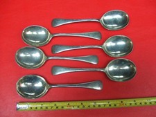 Vintage 6 X Stainless Nickel 16.5cm Dessert / soup Spoons Cutlery