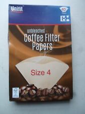 Unifit Pack of 40 Coffee Filter Papers Size 4 Unbleached Brown Replacement Cones