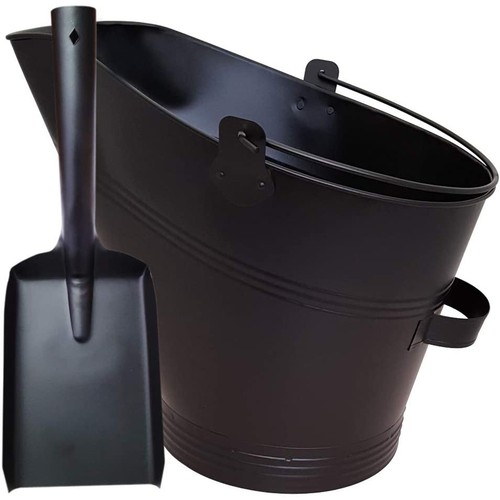 Black steel bucket shovel - black,