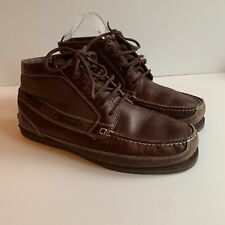 Crew Clothing moccasin boots UK 9 EU 43 VGC brown leather canvas ankle