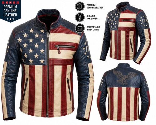 Men american flag leather - american,