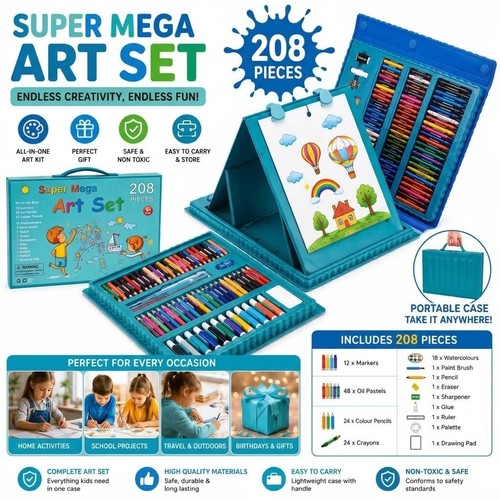 Kids 208pcs art set childrens - 208pcs,