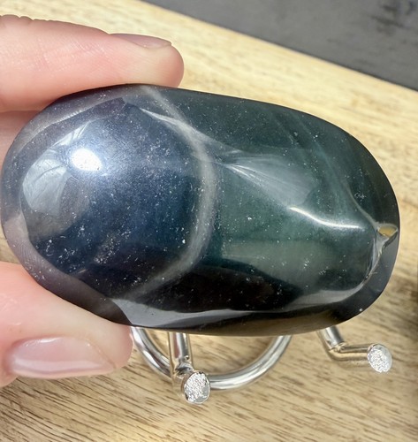 Crystal obsidian palm stone - obsidian,