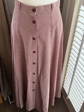 Beautiful Ladies Burgundy/Cream Check Maxi Skirt (Size: 8/40)