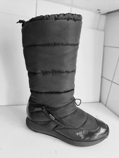 CLARKS WAVE WALK UK 4 EU 37 WOMENS BLACK WATERPROOF FLAT KNEE HIGH BOOTS