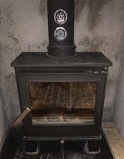 Wood burning stove log burner - burning,
