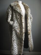 VINTAGE LEOPARD FAUX FUR COAT long MAXI  12 14 16 GLENN MODELS TISSAVEL glam