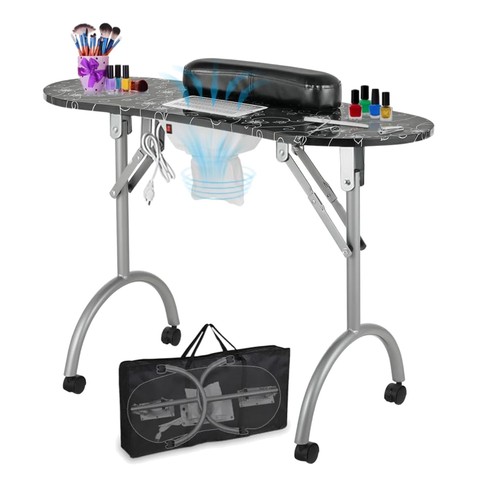 Foldable nail table with fan - foldable,