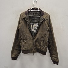 Barbour X Steve McQueen Merchant Wax Waterproof Biker Green Bomber Jacket Small