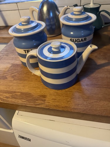 Blue white striped ceramic - white,