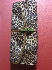 LEOPAD SKIN PRINT FABRIC CLUTCH BAG, 'PER UNA', GOLD LINING, SILVER CLASP FRONT