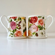Portmeirion Set of 2 Rose Bouquet Pattern Tea/Coffee Mugs Rare & Discontinued