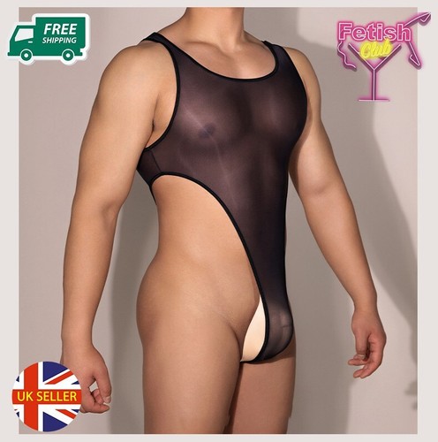 Sheer nylon men leotard ultra - leotard,