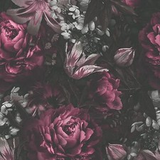 AS Creation Romantic Floral Flower Pink Charcoal Paste The Wall Vinyl Wallpaper