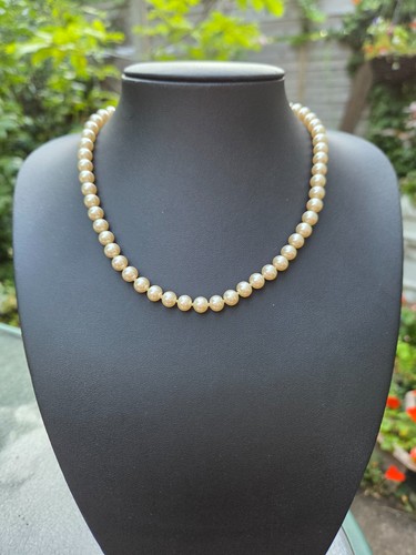 Faux pearl choker with - with, gold
