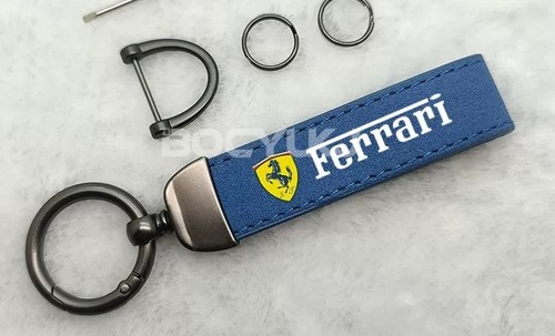 Blue ferrari keyring suede - blue,