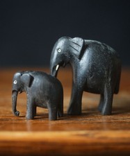 Vintage Black Wooden Elephant