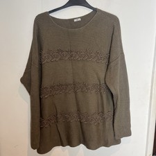 Ladies Cotton Traders Jumper Pullover Size 26 - Khaki Green 