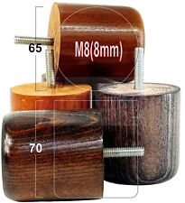 4x Round Solid Wood Furniture Feet Sofa Legs 70mm High for Chairs, Settees M8