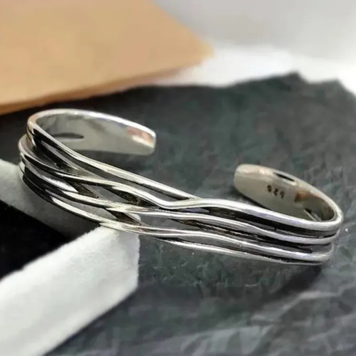 Silver men braided - silver, cuff