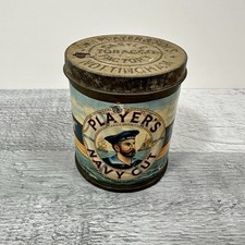 Vintage Rare Round Players Navy Cut Medium Cigarette Tin Metal & Inner Paper