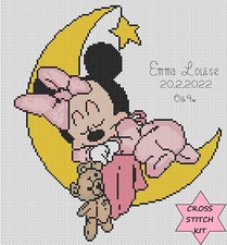New Baby Birth Sampler Minnie Mouse & the moon Cross Stitch kit FlowerPower37