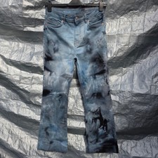 M&S Flare Jeans Size 12 Regular 26 Leg Distressed Bleacher Paint Dye Effect