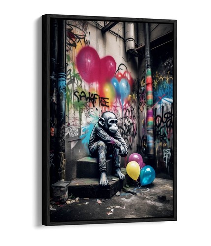 Graffiti monkey with balloons - graffiti,