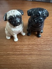 Quail Pottery Ceramic Pug Dog Salt & Pepper Pots Shakers Set 8cm Tall