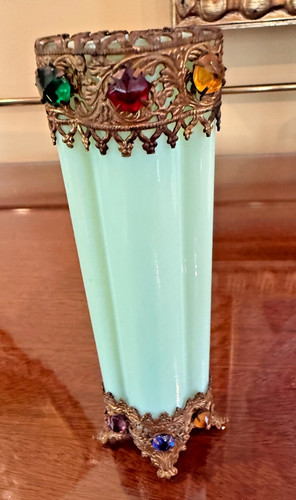 Vintage uranium glass jeweled - vintage,
