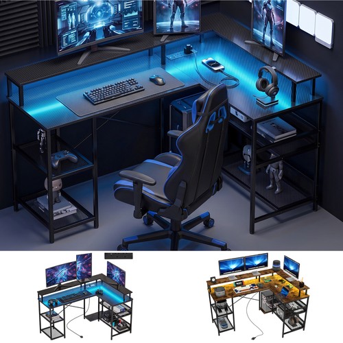 Shaped desk with led lights - shaped,