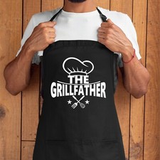 THE GRILLFATHER Apron - Funny Gift for Chef Dad Kitchen BBQ Grill Cook Party Bib