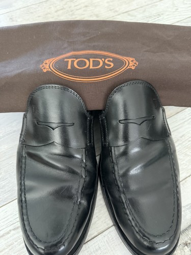 Tod black leather penny - black,