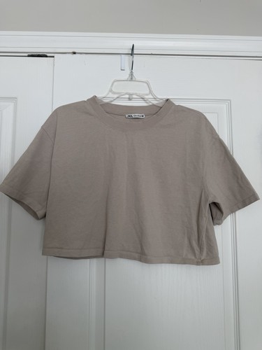 Zara cropped oversized beige
