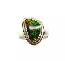Sterling Silver Ammolite Ring - Size K (US 5 1/2)